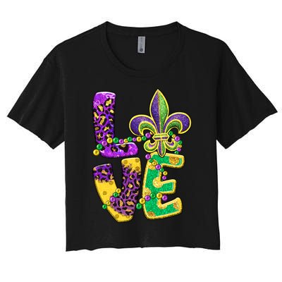 I Love Mardi Gras For Matching Family Fleur De Lis Women's Crop Top Tee