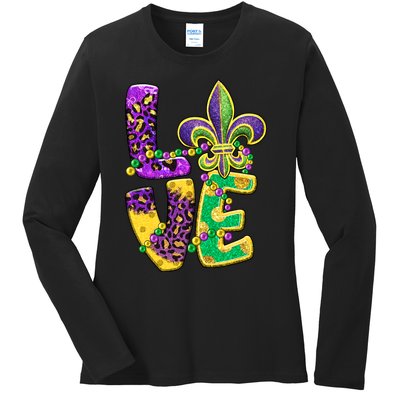 I Love Mardi Gras For Matching Family Fleur De Lis Ladies Long Sleeve Shirt