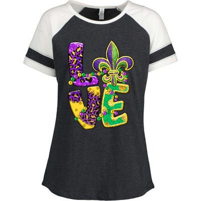 I Love Mardi Gras For Matching Family Fleur De Lis Enza Ladies Jersey Colorblock Tee