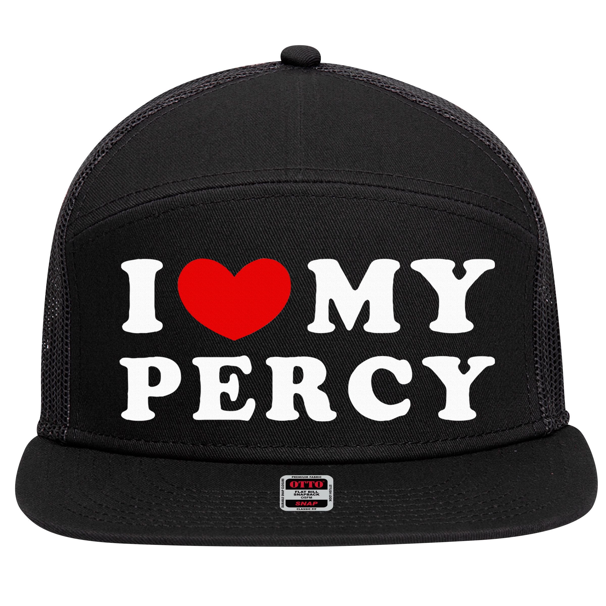 I Love My Percy I Heart My Percy 7 Panel Mesh Trucker Snapback Hat