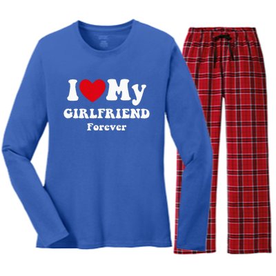 I Love My Girlfriend Women's Long Sleeve Flannel Pajama Set 