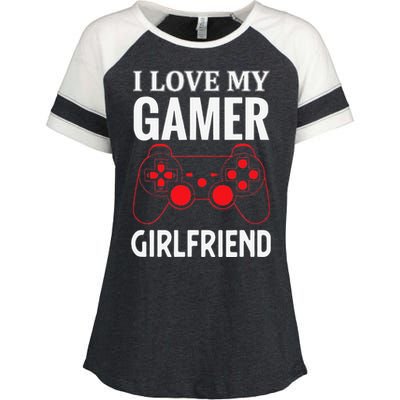 I Love My Gamer Girlfriend Gift Video Gaming Couple Enza Ladies Jersey Colorblock Tee