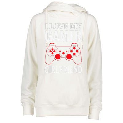 I Love My Gamer Girlfriend Gift Video Gaming Couple Womens Funnel Neck Pullover Hood