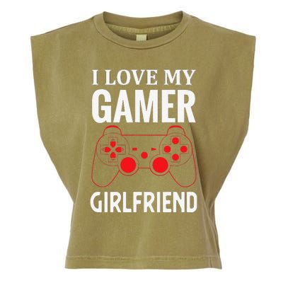 I Love My Gamer Girlfriend Gift Video Gaming Couple Garment-Dyed Women's Muscle Tee