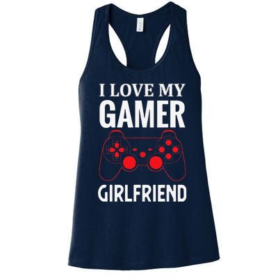 I Love My Gamer Girlfriend Gift Video Gaming Couple Women's Racerback Tank