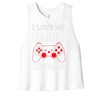 I Love My Gamer Girlfriend Gift Video Gaming Couple Women's Racerback Cropped Tank