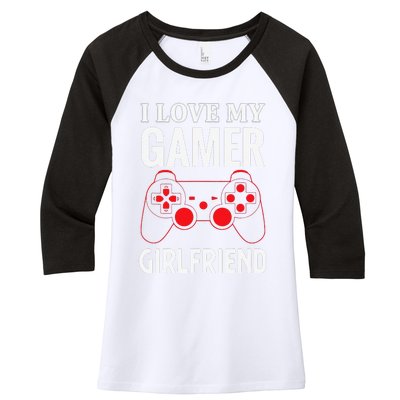 I Love My Gamer Girlfriend Gift Video Gaming Couple Women's Tri-Blend 3/4-Sleeve Raglan Shirt