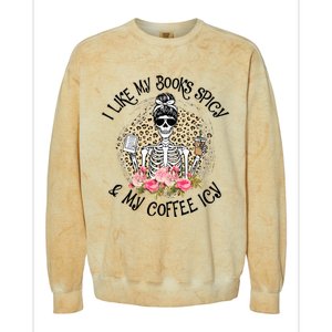 I Like My Books Spicy & My Coffee Icy Reader Reading Bookish Colorblast Crewneck Sweatshirt