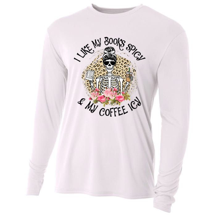 I Like My Books Spicy & My Coffee Icy Reader Reading Bookish Cooling Performance Long Sleeve Crew