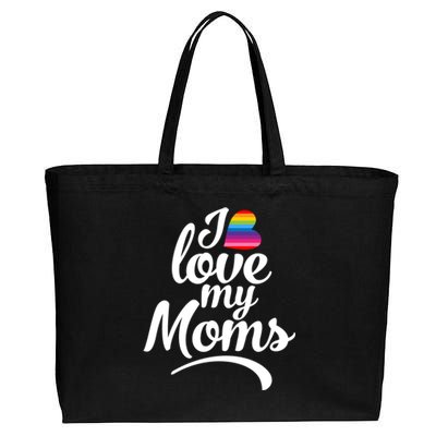 I Love My Moms Gift Lgbtq+ Son Or Daughter Gift I Have 2 Moms! Cool Gift Cotton Canvas Jumbo Tote