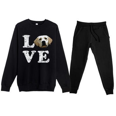 I Love My Yellow Lab Labrador Retriever Dog Tee Premium Crewneck Sweatsuit Set