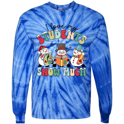 I Love My Student Snow Much Retro Christmas Teacher Holiday Gift Tie-Dye Long Sleeve Shirt