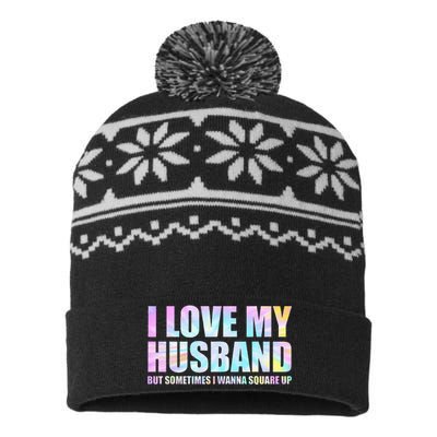 I Love My Husband But Sometimes I Wanna Square Up USA-Made Snowflake Beanie