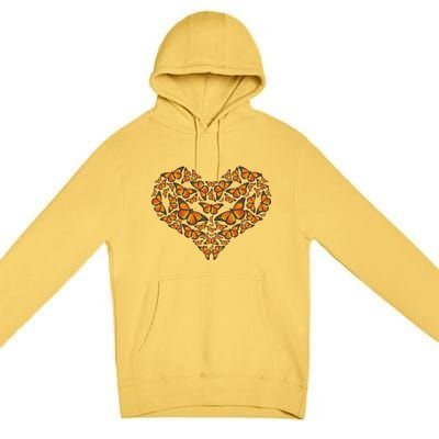 I Love Monarchs Butterfly Heart Gift Premium Pullover Hoodie