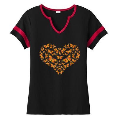 I Love Monarchs Butterfly Heart Gift Ladies Halftime Notch Neck Tee