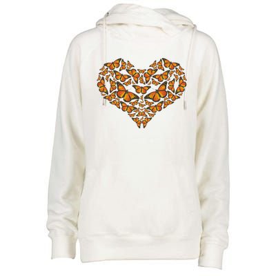 I Love Monarchs Butterfly Heart Gift Womens Funnel Neck Pullover Hood