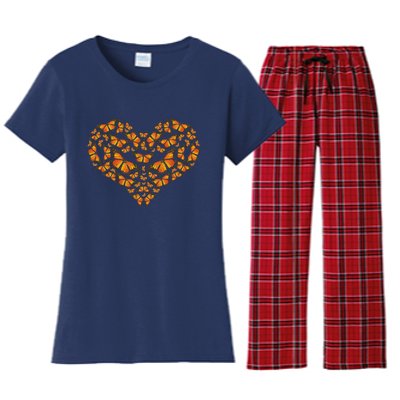 I Love Monarchs Butterfly Heart Gift Women's Flannel Pajama Set