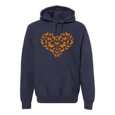 I Love Monarchs Butterfly Heart Gift Premium Hoodie