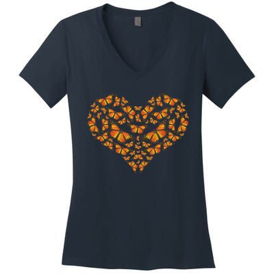 I Love Monarchs Butterfly Heart Gift Women's V-Neck T-Shirt