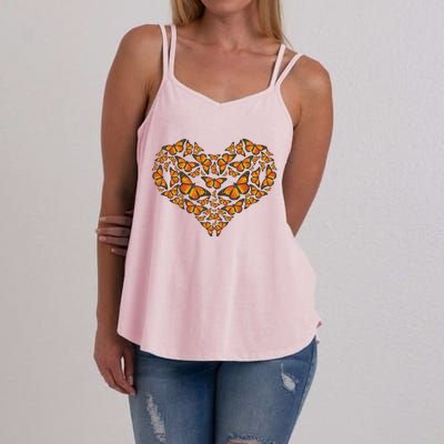 I Love Monarchs Butterfly Heart Gift Women's Strappy Tank