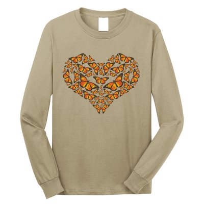 I Love Monarchs Butterfly Heart Gift Long Sleeve Shirt