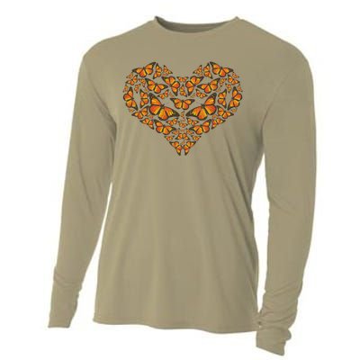 I Love Monarchs Butterfly Heart Gift Cooling Performance Long Sleeve Crew