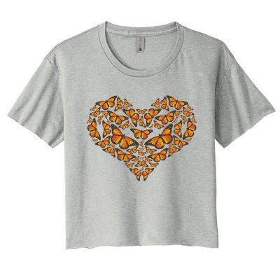 I Love Monarchs Butterfly Heart Gift Women's Crop Top Tee