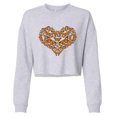 I Love Monarchs Butterfly Heart Gift Cropped Pullover Crew