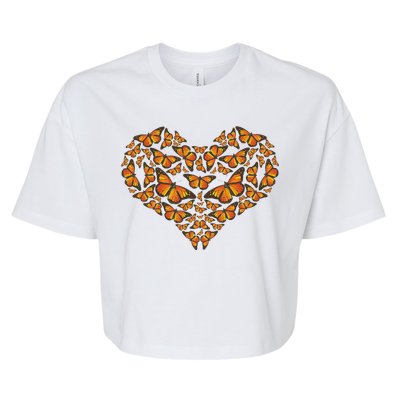 I Love Monarchs Butterfly Heart Gift Bella+Canvas Jersey Crop Tee