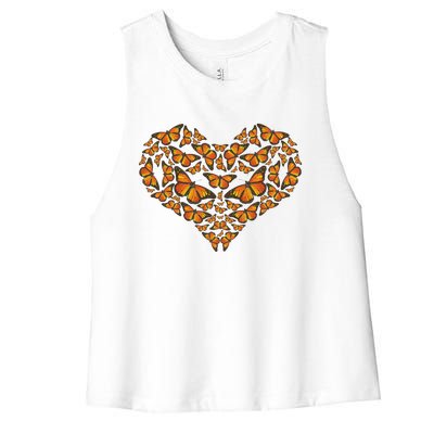 I Love Monarchs Butterfly Heart Gift Women's Racerback Cropped Tank