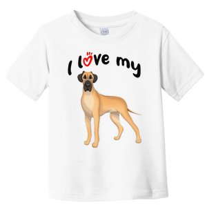 I Love My Fawn Great Dane Dog Toddler T-Shirt