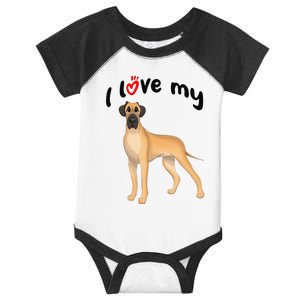 I Love My Fawn Great Dane Dog Infant Baby Jersey Bodysuit