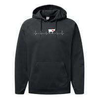 I Love My Cow Valve EKG Heartbeat animal Performance Fleece Hoodie