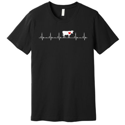 I Love My Cow Valve EKG Heartbeat animal Premium T-Shirt