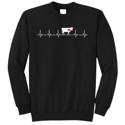 I Love My Cow Valve EKG Heartbeat animal Tall Sweatshirt