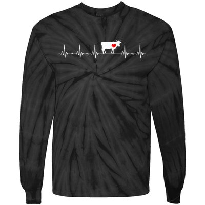 I Love My Cow Valve EKG Heartbeat animal Tie-Dye Long Sleeve Shirt