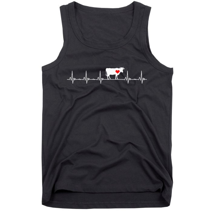 I Love My Cow Valve EKG Heartbeat animal Tank Top