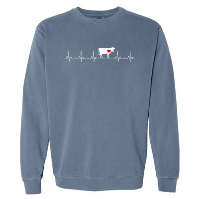 I Love My Cow Valve EKG Heartbeat animal Garment-Dyed Sweatshirt