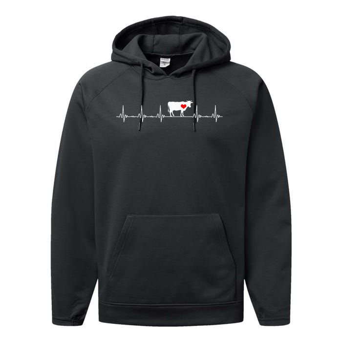 I Love My Cow Valve EKG Heartbeat Heart Patient Performance Fleece Hoodie