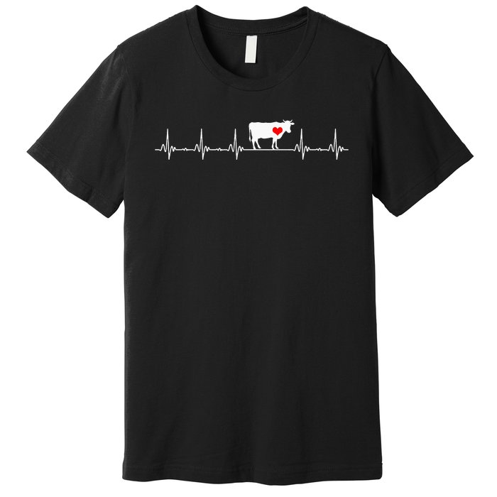 I Love My Cow Valve EKG Heartbeat Heart Patient Premium T-Shirt