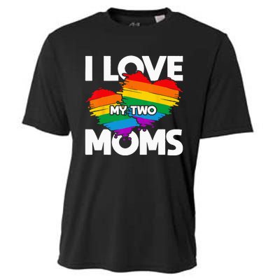 I Love My Two Moms LGTBQ Pride Month Lesbian Queer Gift LGBT Cooling Performance Crew T-Shirt