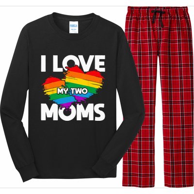 I Love My Two Moms LGTBQ Pride Month Lesbian Queer Gift LGBT Long Sleeve Pajama Set