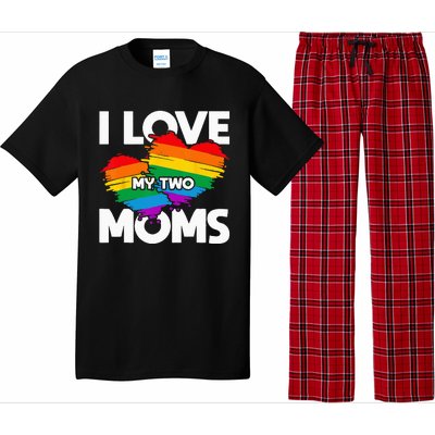 I Love My Two Moms LGTBQ Pride Month Lesbian Queer Gift LGBT Pajama Set