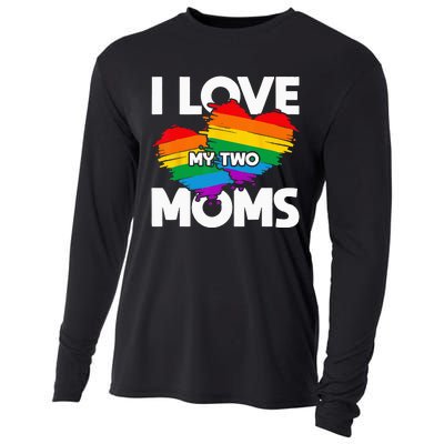 I Love My Two Moms LGTBQ Pride Month Lesbian Queer Gift LGBT Cooling Performance Long Sleeve Crew