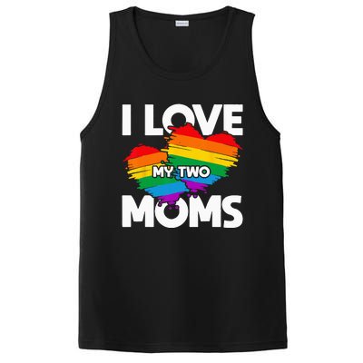 I Love My Two Moms LGTBQ Pride Month Lesbian Queer Gift LGBT PosiCharge Competitor Tank