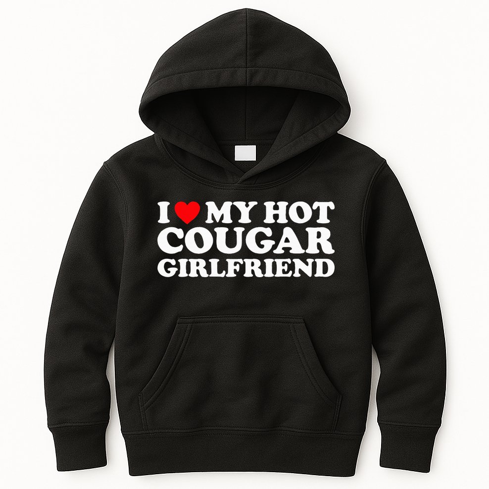 I Love My Hot Cougar Girlfriend I Heart My Hot Cougar GF Kids Hoodie
