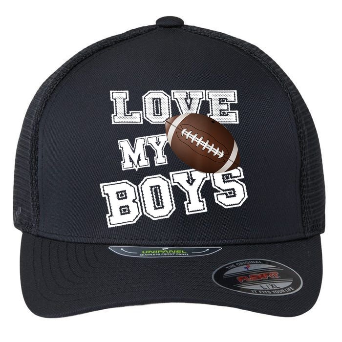 I Love My Boy Football For MomsCute Football Mom Flexfit Unipanel Trucker Cap