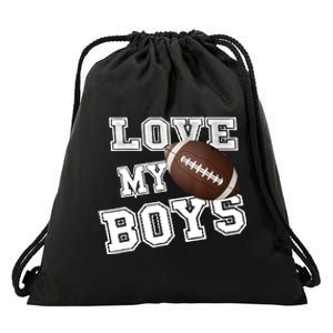 I Love My Boy Football For MomsCute Football Mom Drawstring Bag