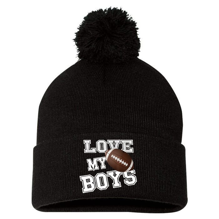 I Love My Boy Football For MomsCute Football Mom Pom Pom 12in Knit Beanie