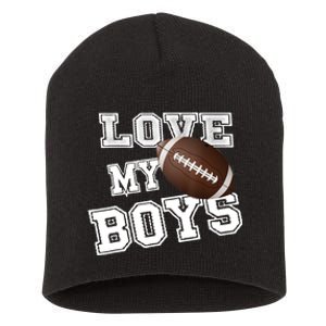 I Love My Boy Football For MomsCute Football Mom Short Acrylic Beanie